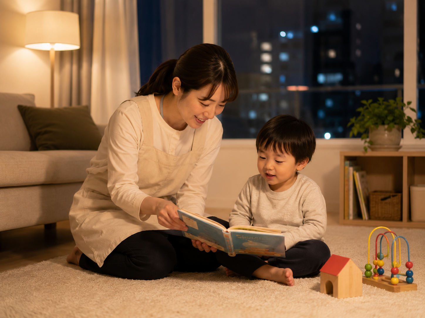 残業や出張の様子:保育士資格保有スタッフが安全に子どもをお預かりしている様子